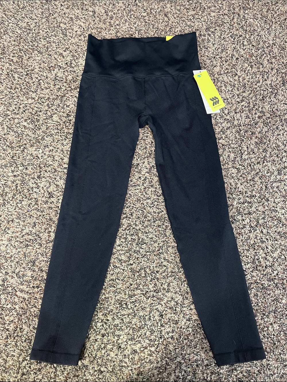 all in motion Black High-Waist 7/8 Seamless Ribbed Soft Leggings Small NWT